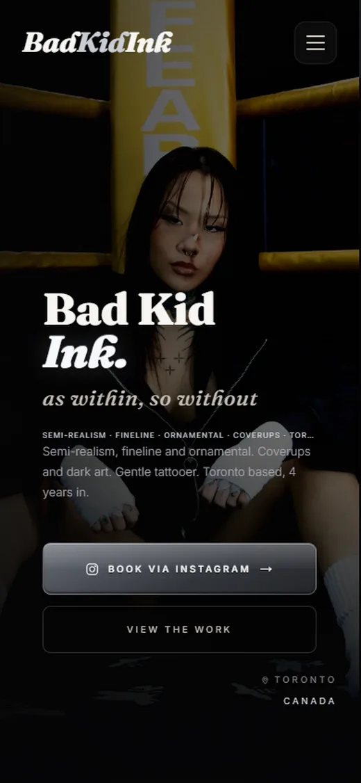 Vista mobile real do website Bad Kid Ink