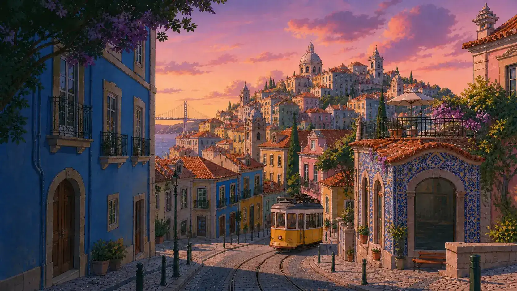 Cidade de Lisboa ao pôr do sol